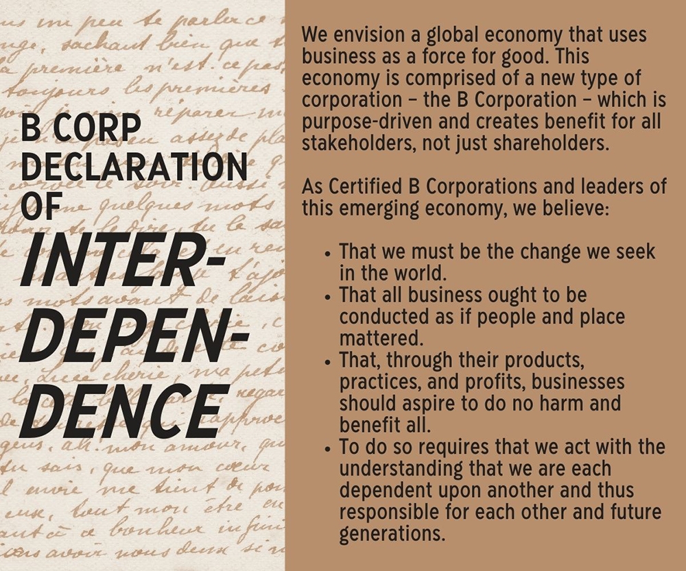 the b corp declaration of interdependence